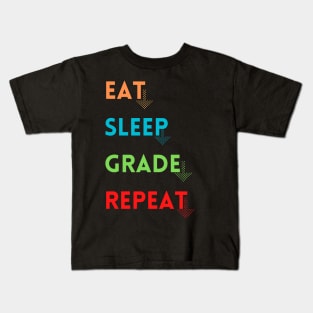 Eat Sleep Grade Repeat Kids T-Shirt